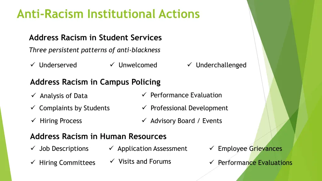 anti racism institutional actions 1