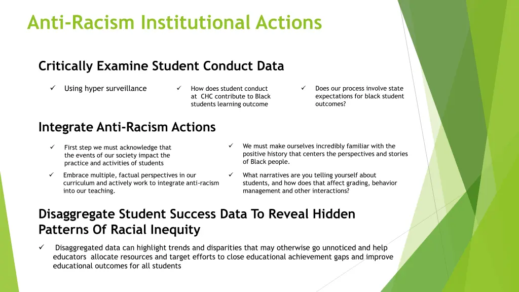 anti racism institutional actions 2