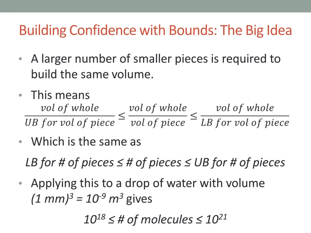 building confidence with bounds the big idea