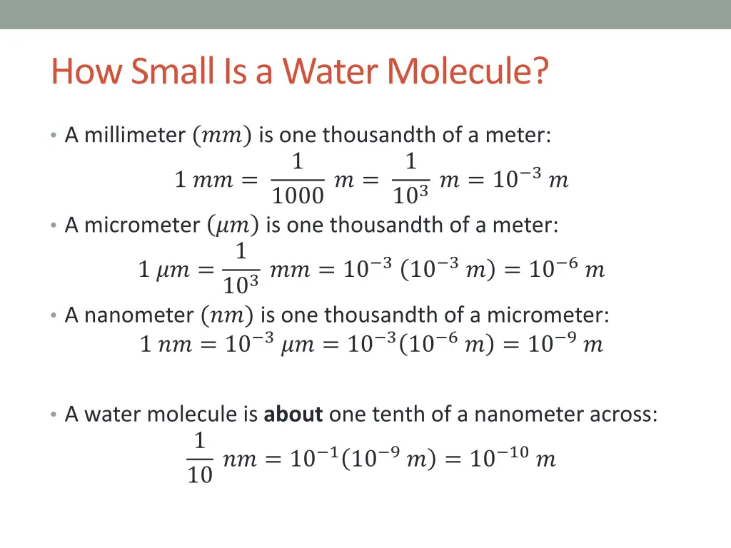 how small is a water molecule