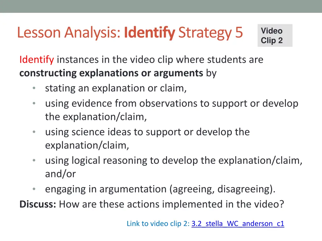 lesson analysis identify strategy 5