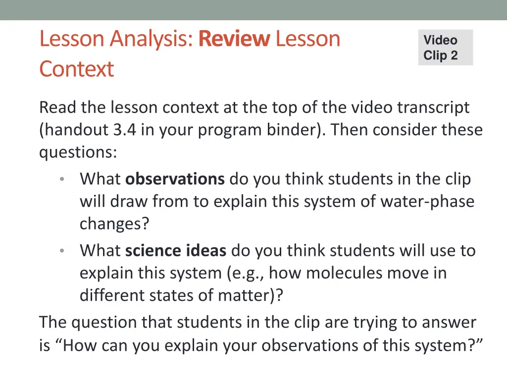 lesson analysis review lesson context 1