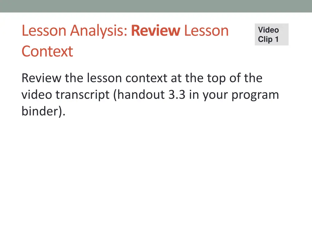 lesson analysis review lesson context