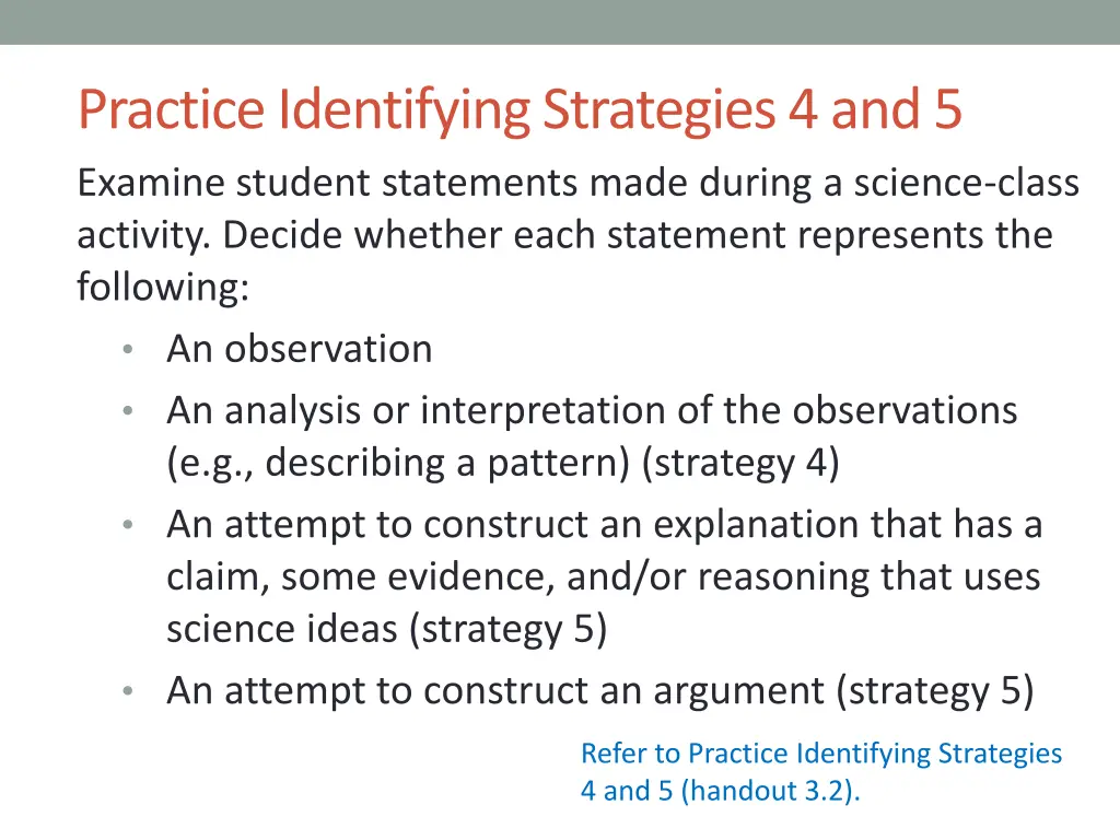 practice identifying strategies 4 and 5 examine