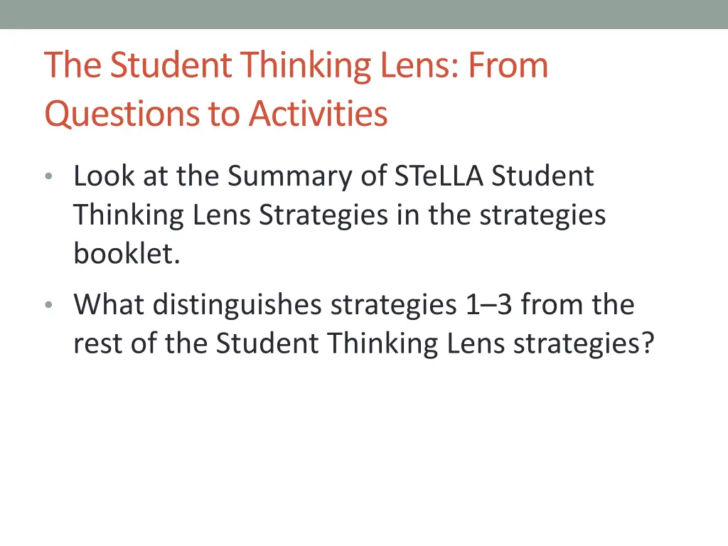 the student thinking lens from questions