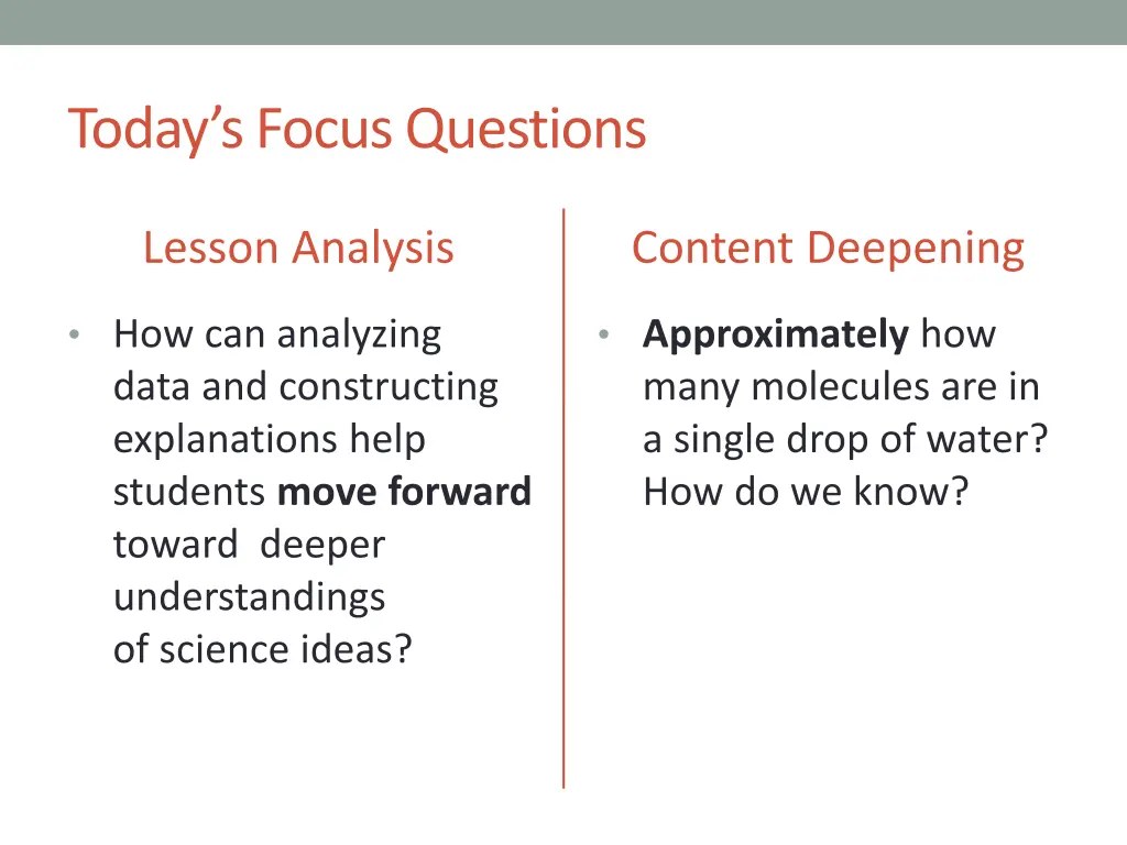 today s focus questions