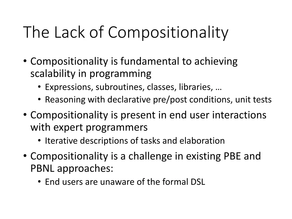 the lack of compositionality