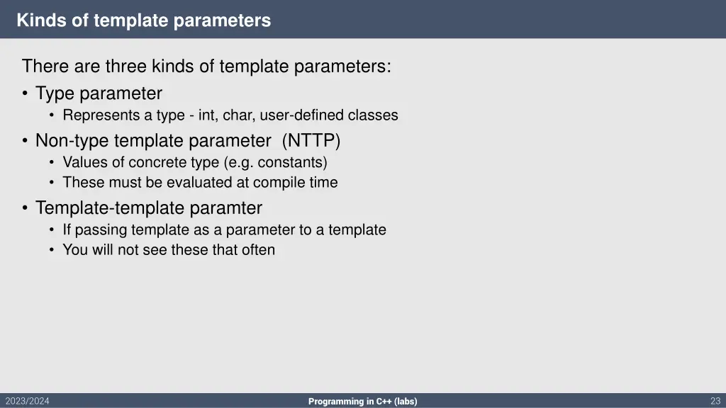 kinds of template parameters