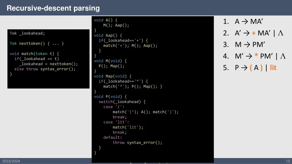recursive descent parsing 1
