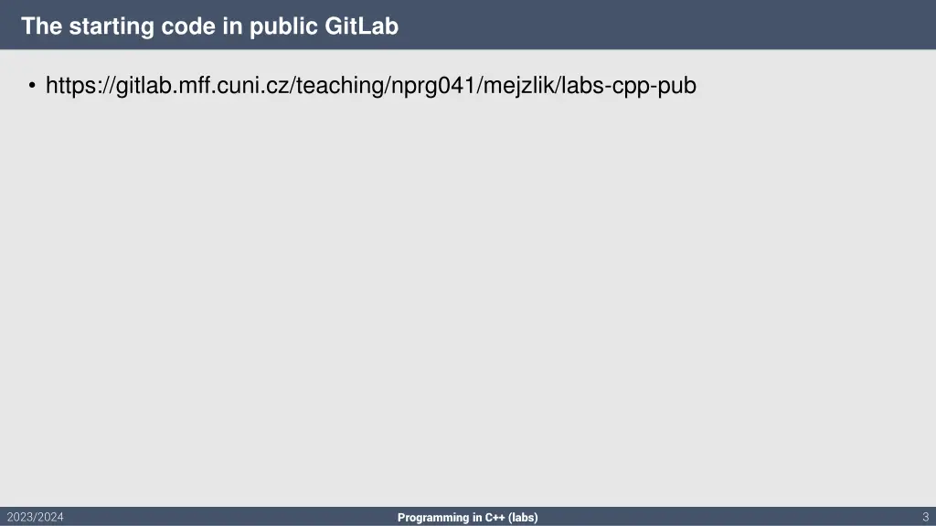 the starting code in public gitlab