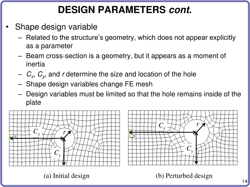 design parameters cont