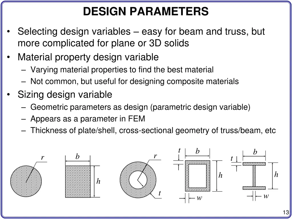 design parameters