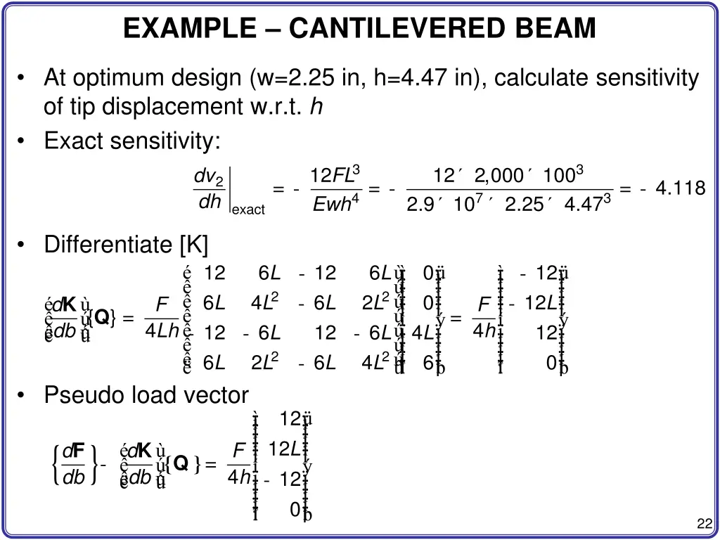 example cantilevered beam