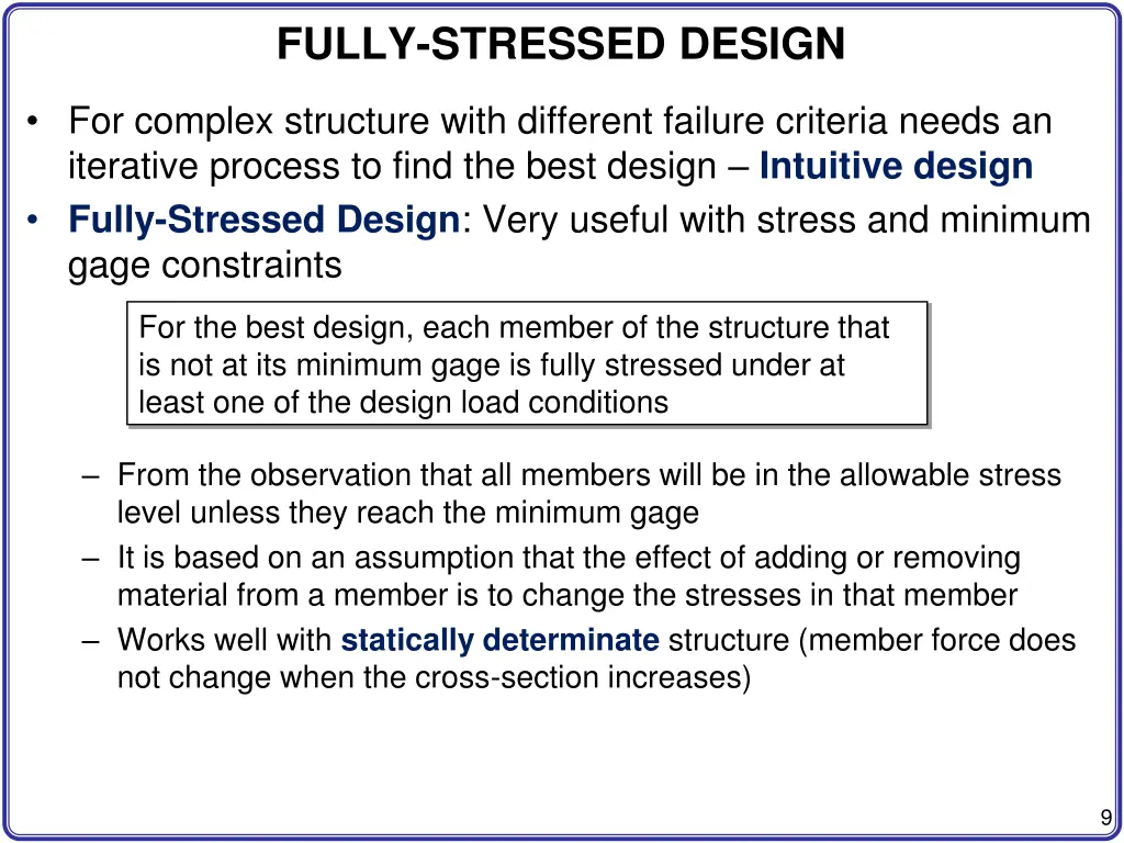 fully stressed design