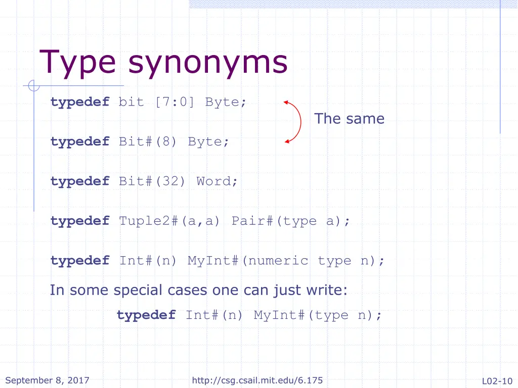 type synonyms