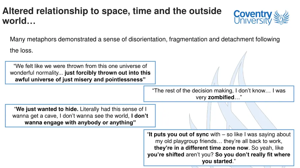 altered relationship to space time