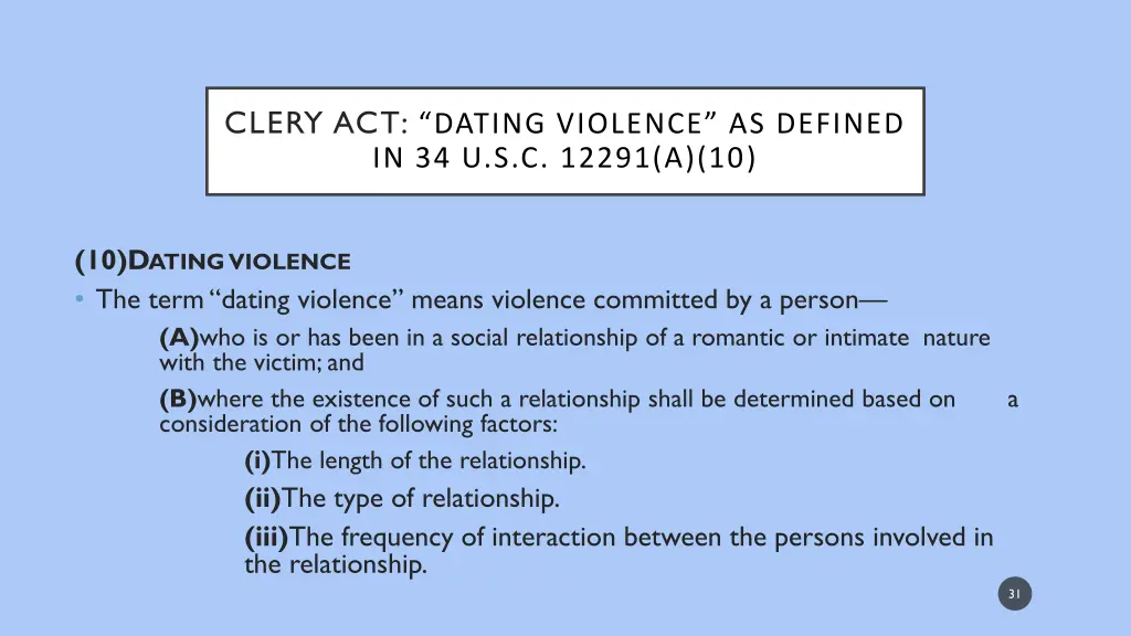 clery act dating violence as defined