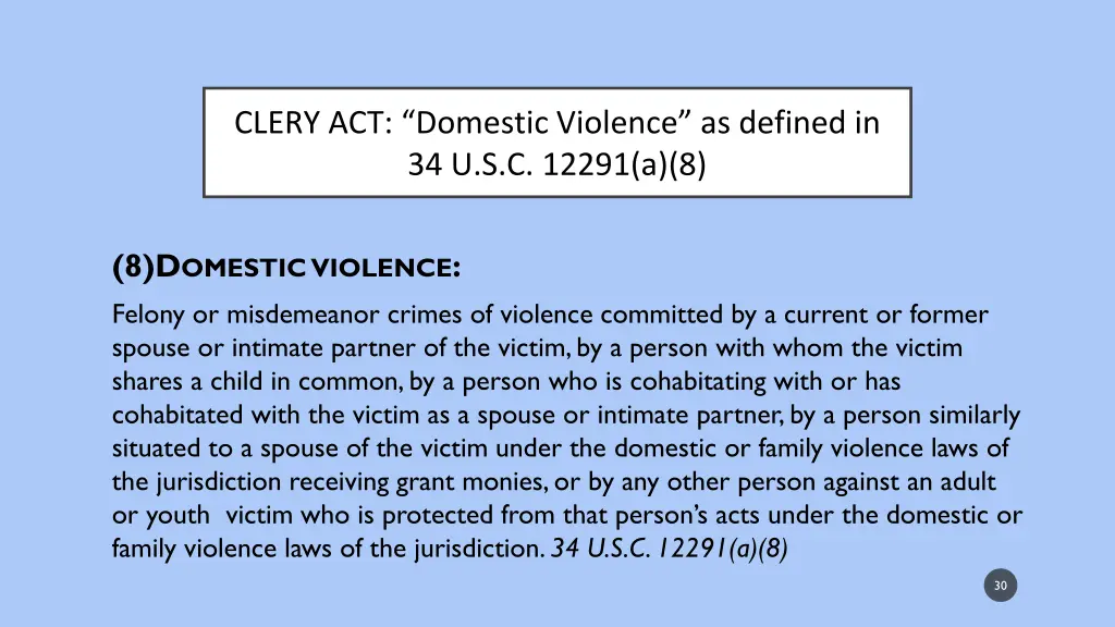 clery act domestic v iolence as defined