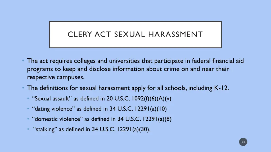 clery act sexual harassment