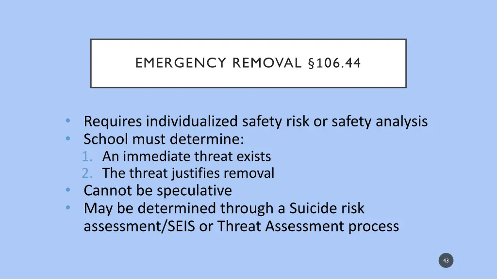 emergency removal 1 06 44 1