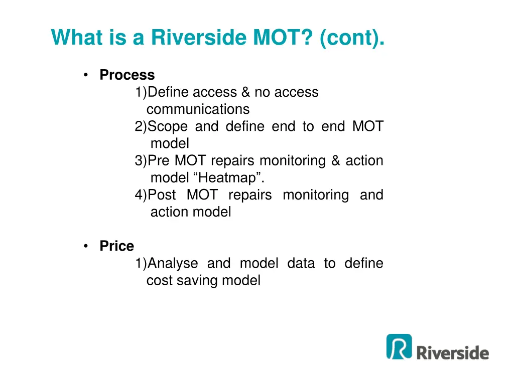 what is a riverside mot cont