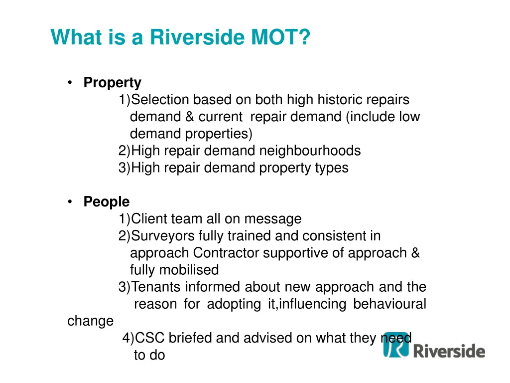 what is a riverside mot