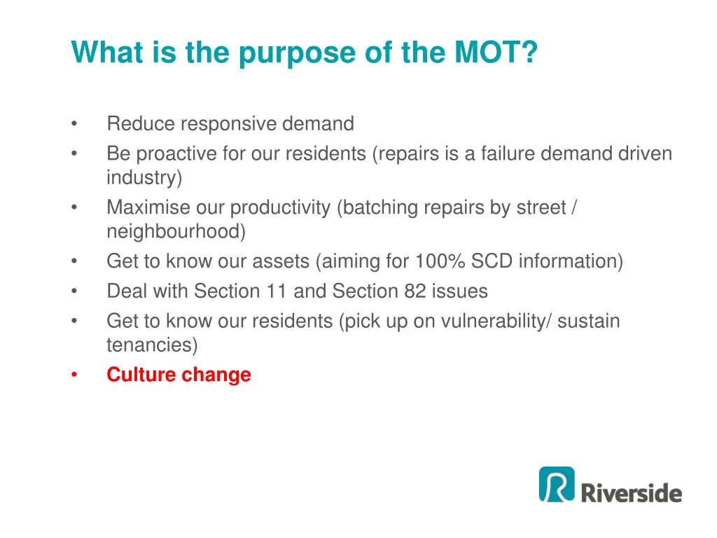 what is the purpose of the mot