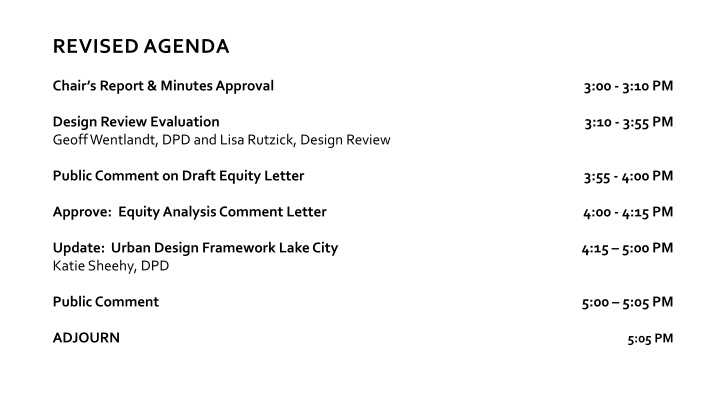 revised agenda