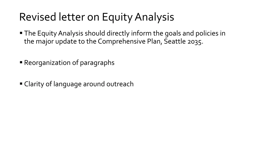 revised letter on equity analysis