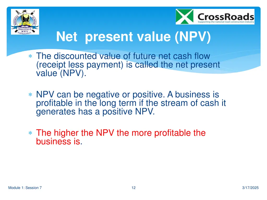net present value npv 1