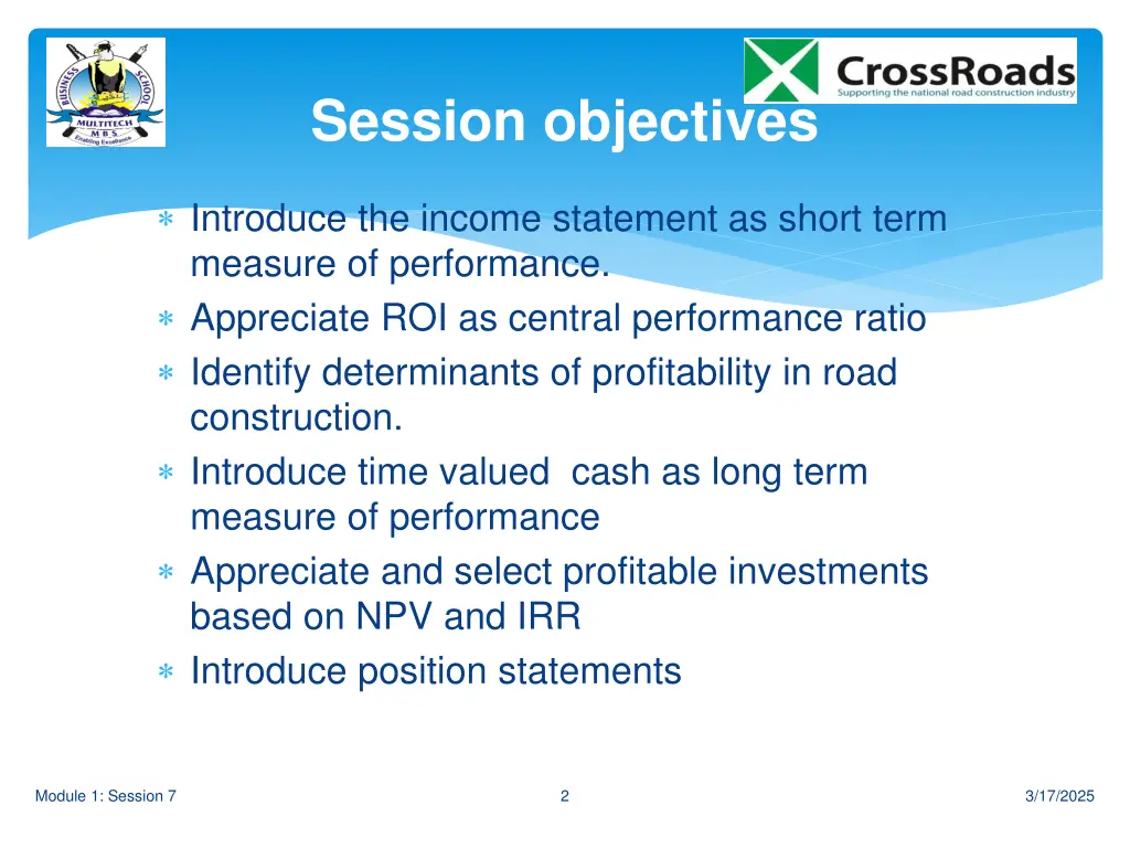 session objectives