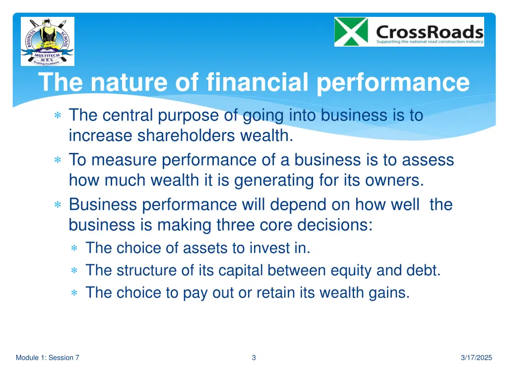 the nature of financial performance