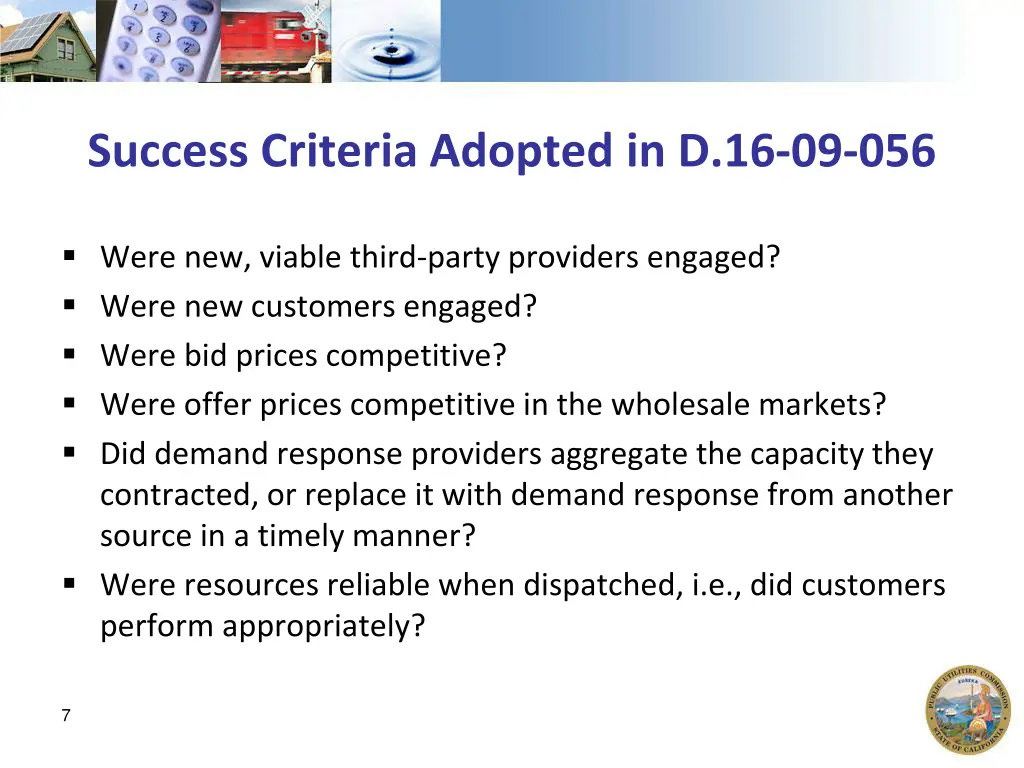 success criteria adopted in d 16 09 056