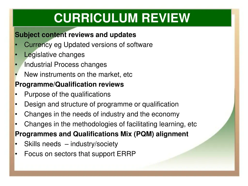 curriculum review