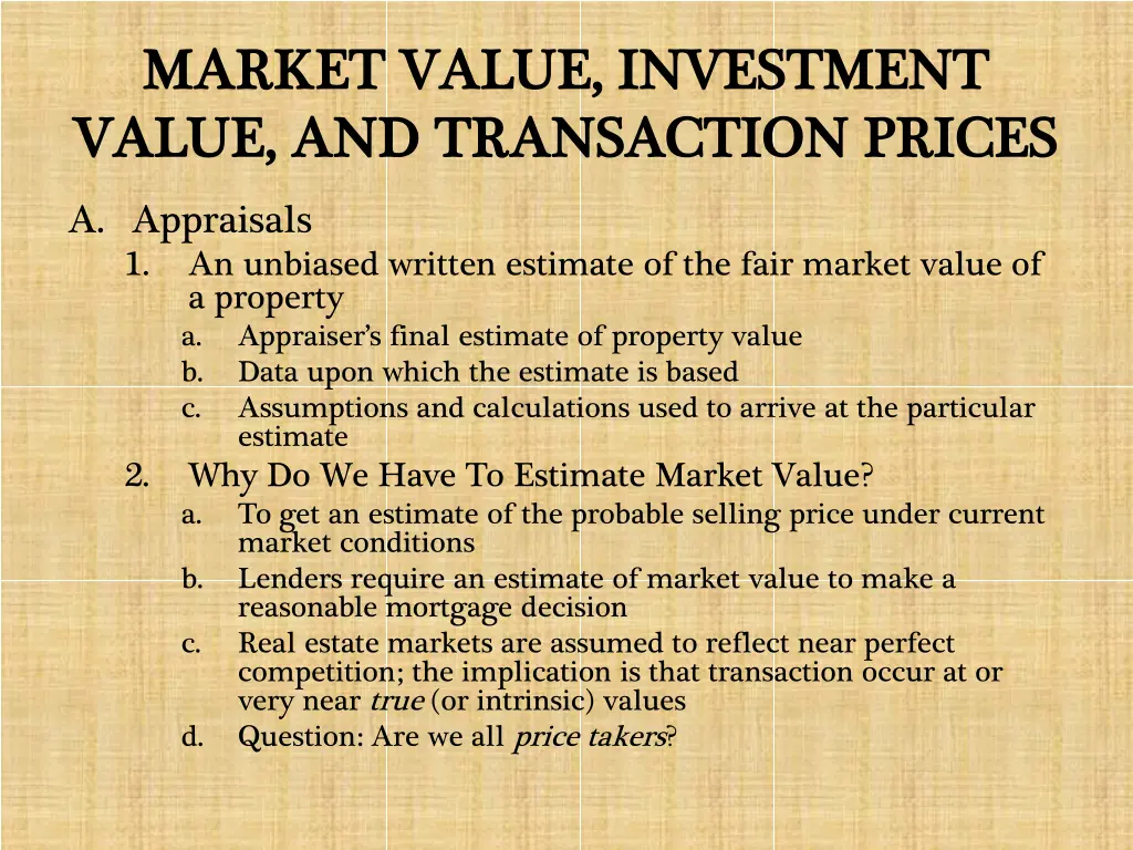 market value investment market value investment