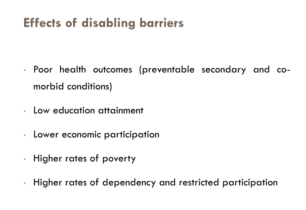 effects of disabling barriers