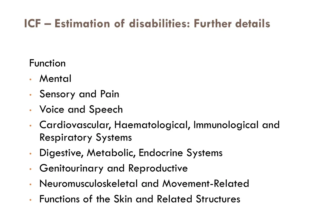 icf estimation of disabilities further details 1
