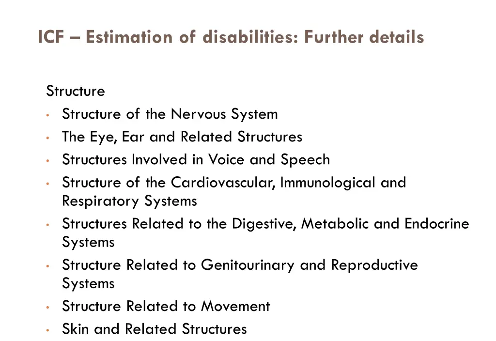 icf estimation of disabilities further details 2