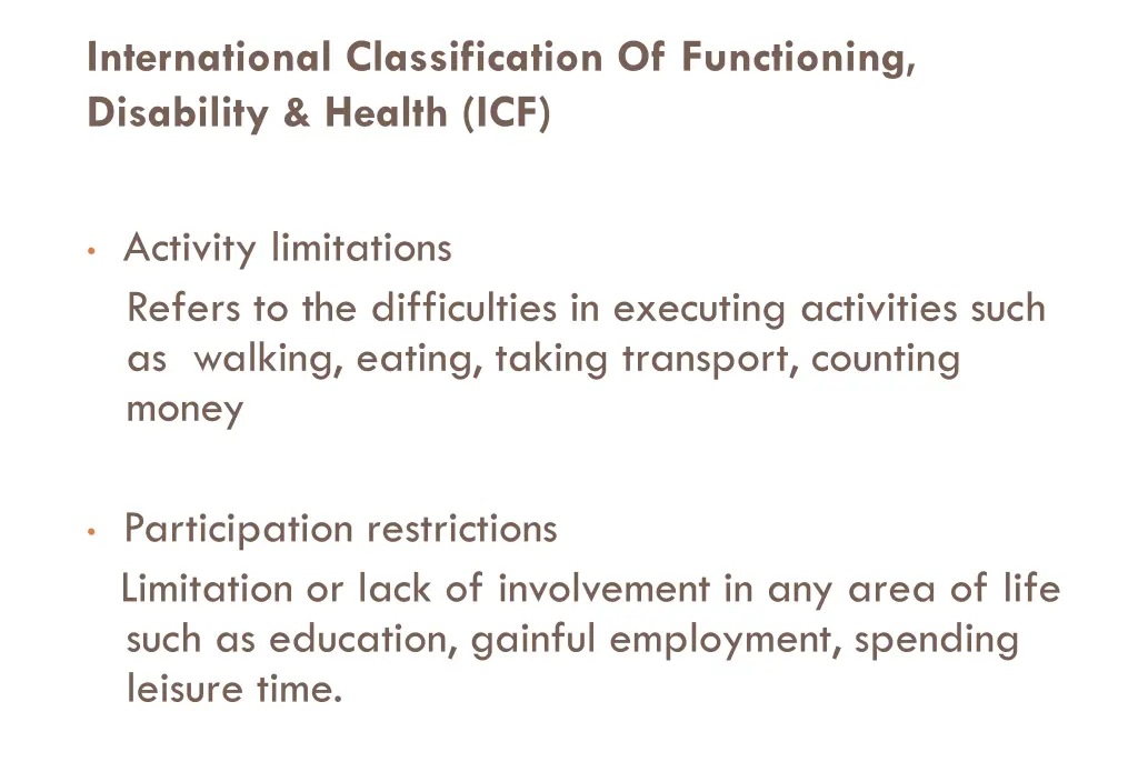 international classification of functioning
