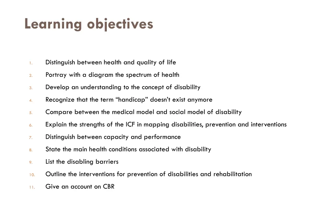 learning objectives