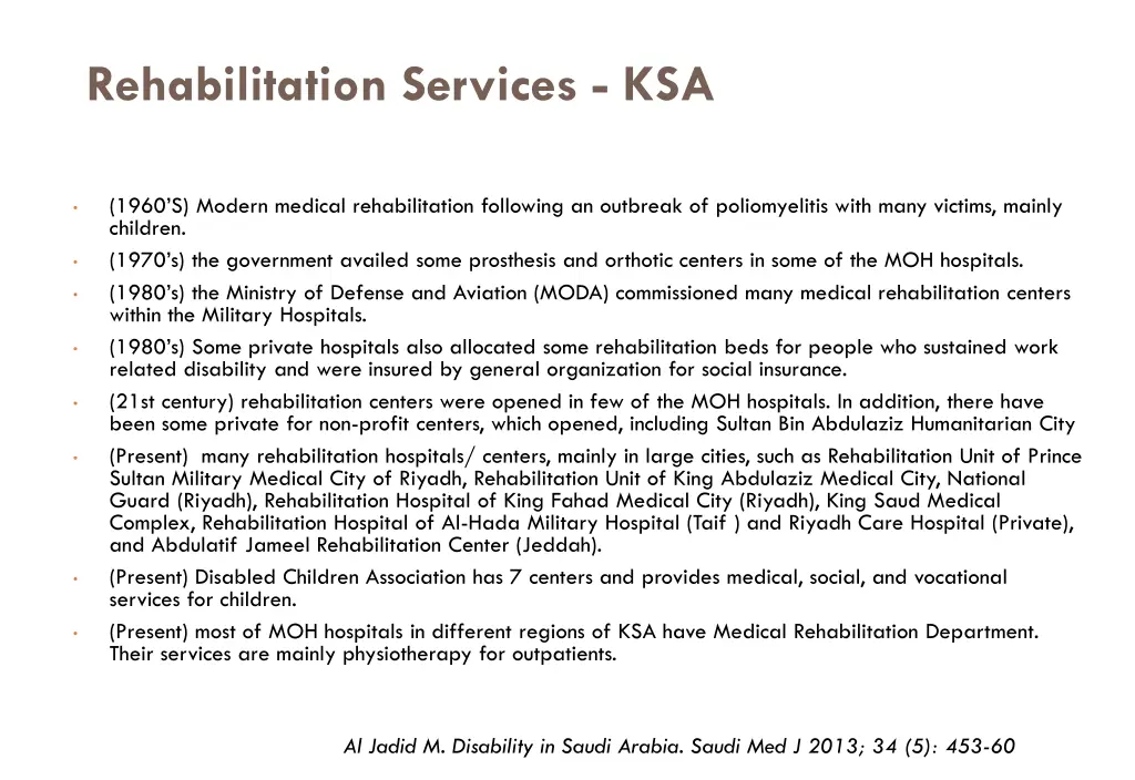 rehabilitation services ksa