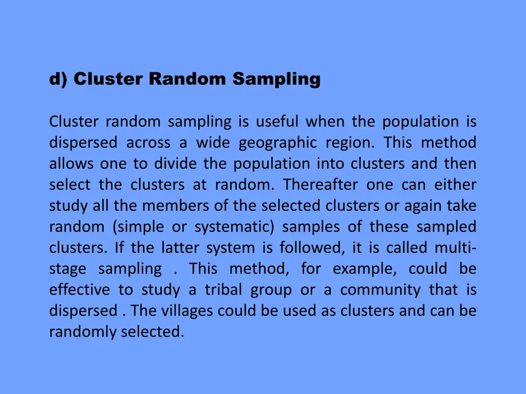 d cluster random sampling
