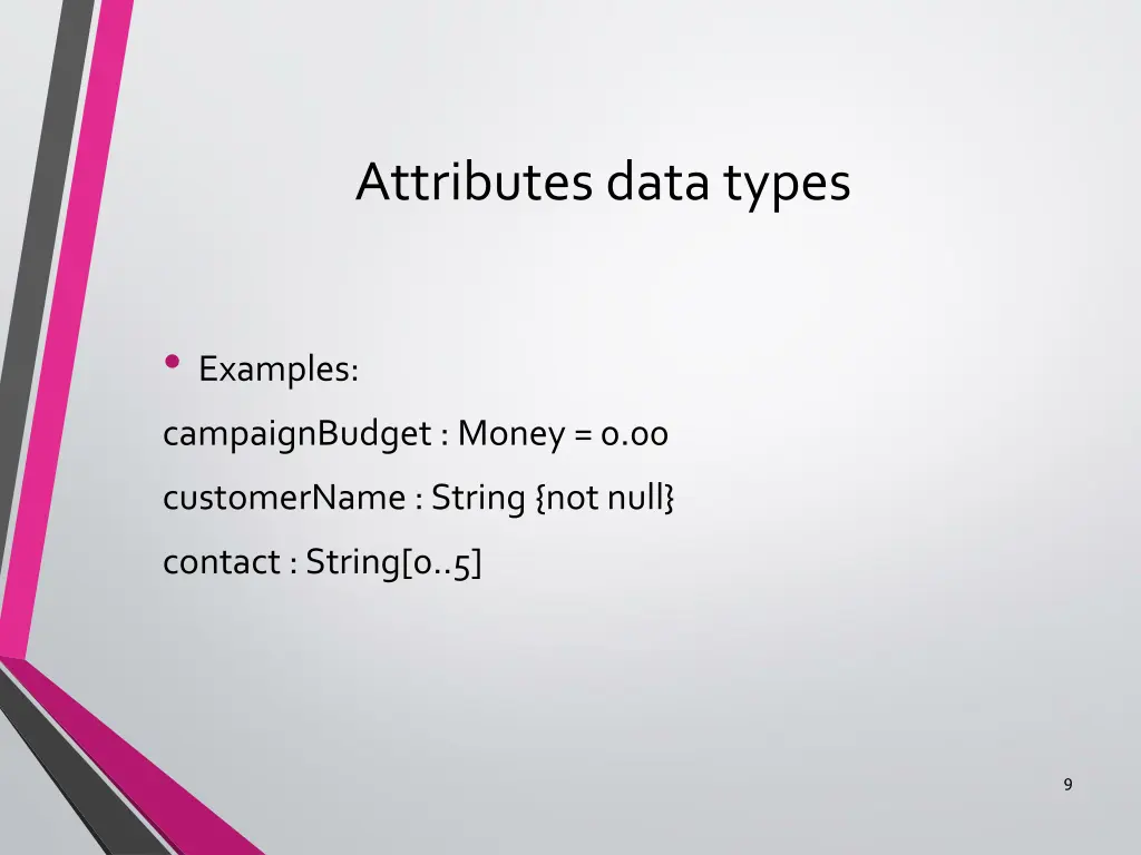 attributes data types