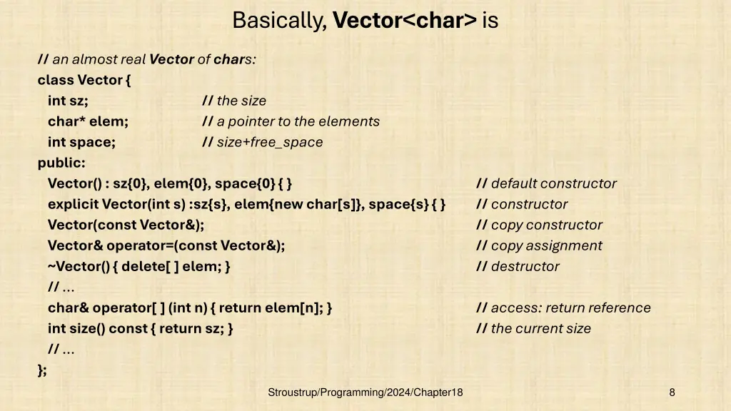 basically vector char is