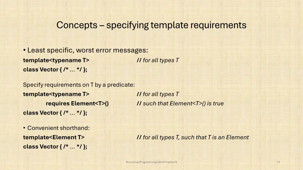 concepts specifying template requirements