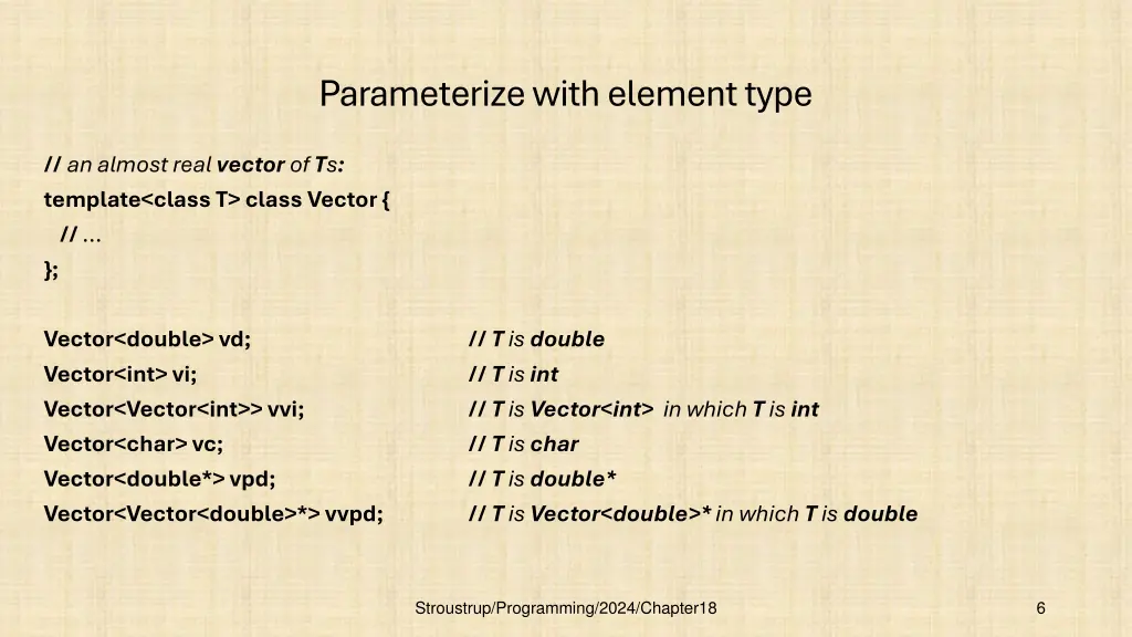 parameterize with element type