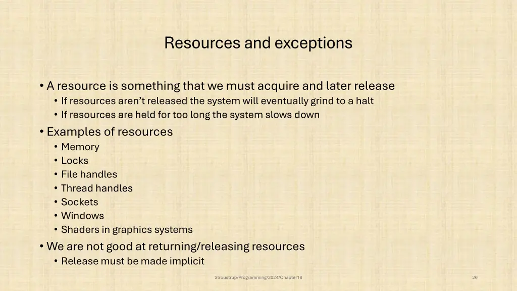 resources and exceptions