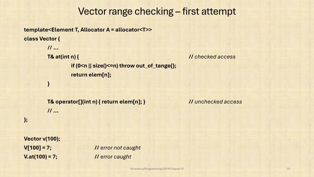 vector range checking first attempt