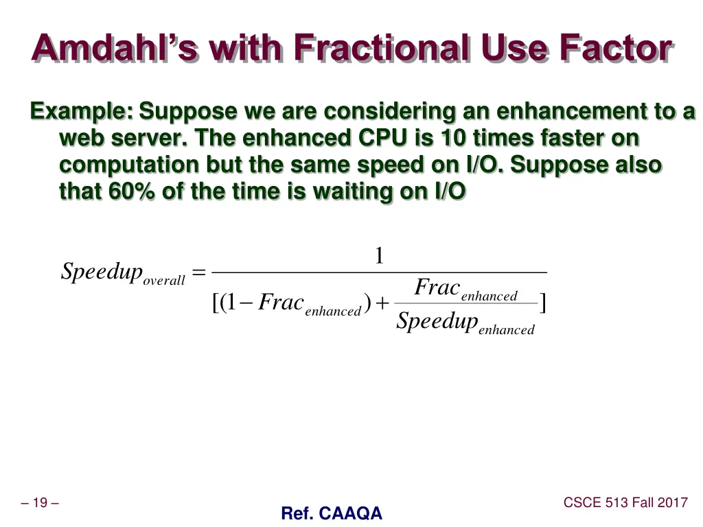 amdahl s with fractional use factor