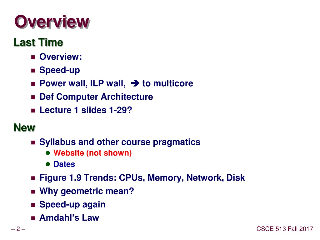 overview last time overview speed up power wall